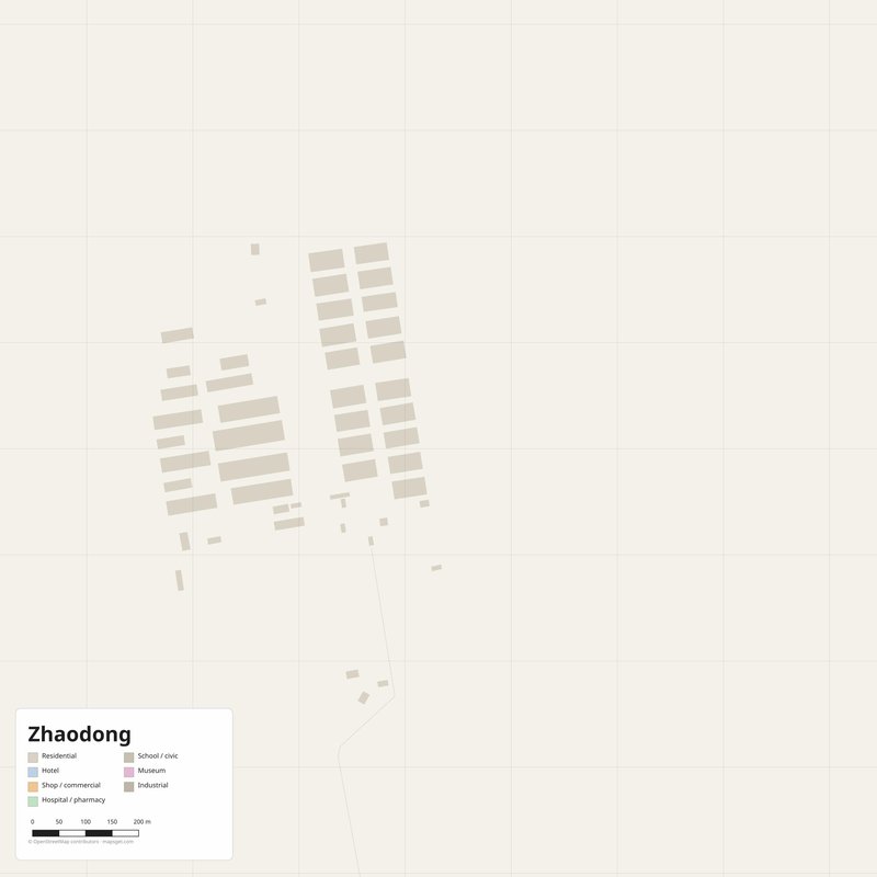 Zhaodong Map PDF — Printable Street Map Poster with House Numbers