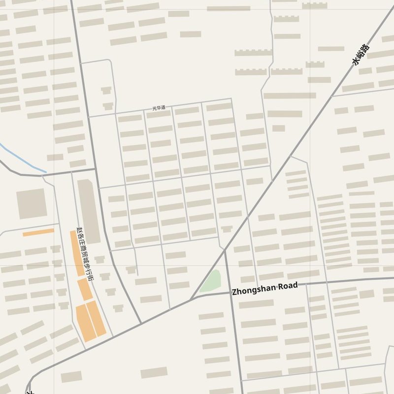 Zhaogezhuang street map with house numbers — printable address map PDF, China