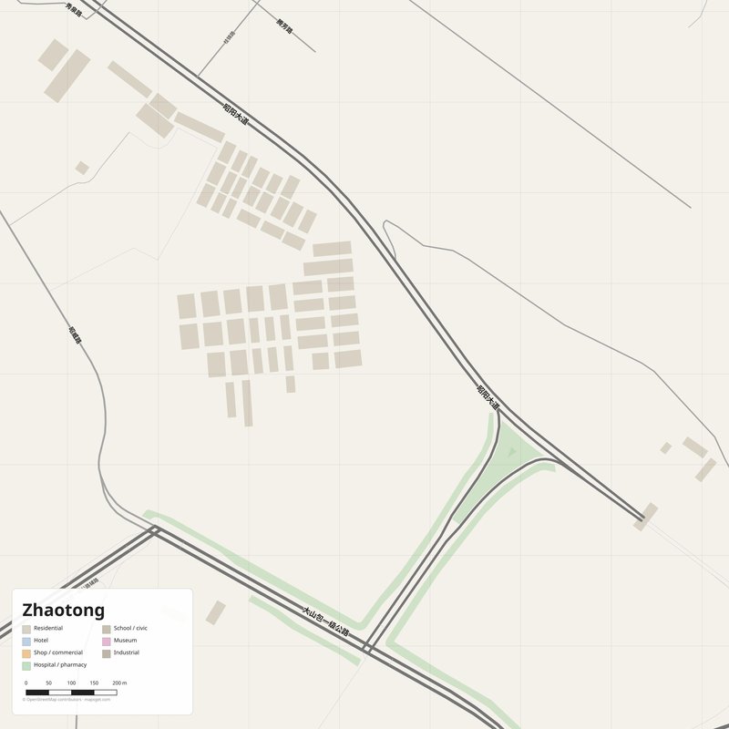 Zhaotong Map PDF — Printable Street Map Poster with House Numbers