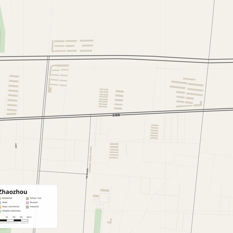 Zhaozhou Map PDF — Printable Street Map Poster with House Numbers