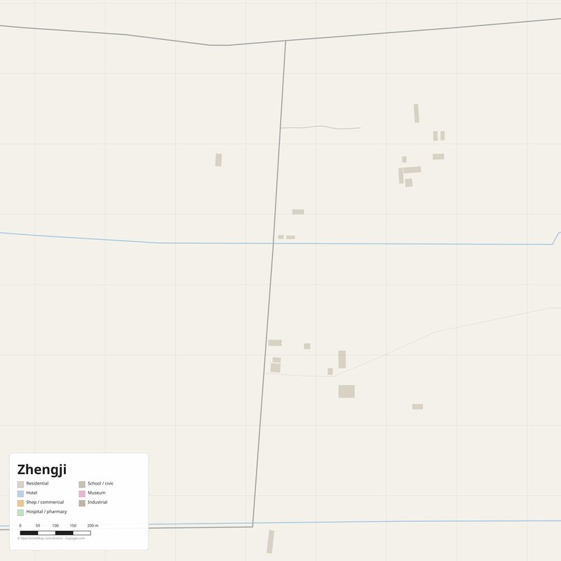 Zhengji Map PDF — Printable Street Map Poster with House Numbers