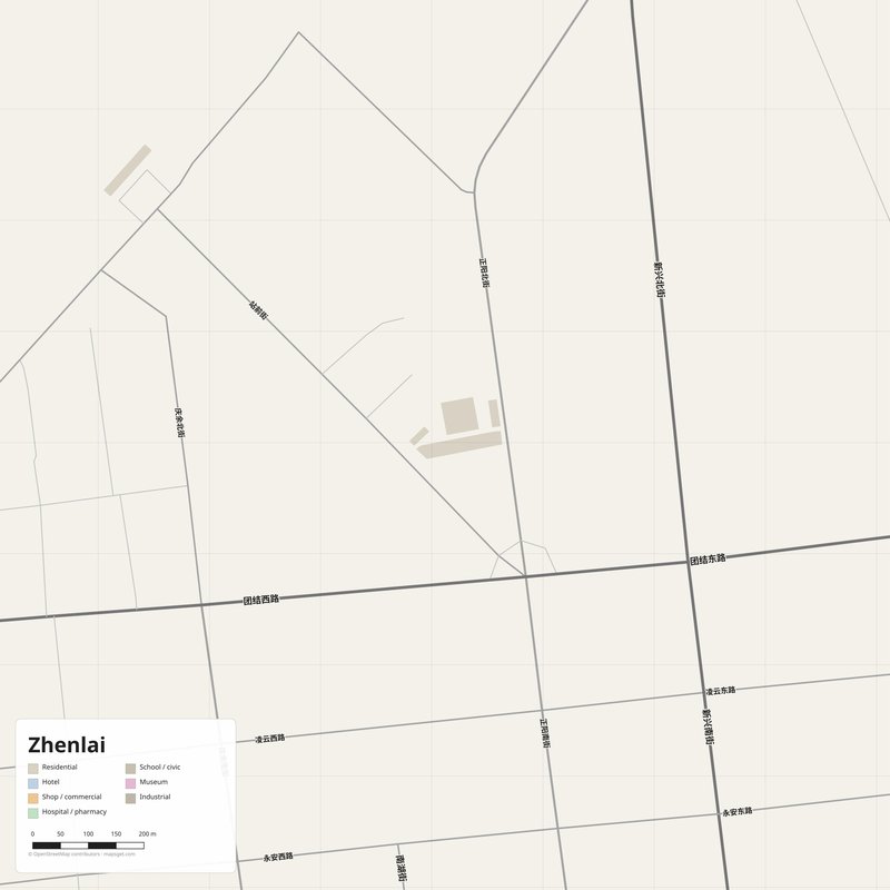 Zhenlai Map PDF — Printable Street Map Poster with House Numbers