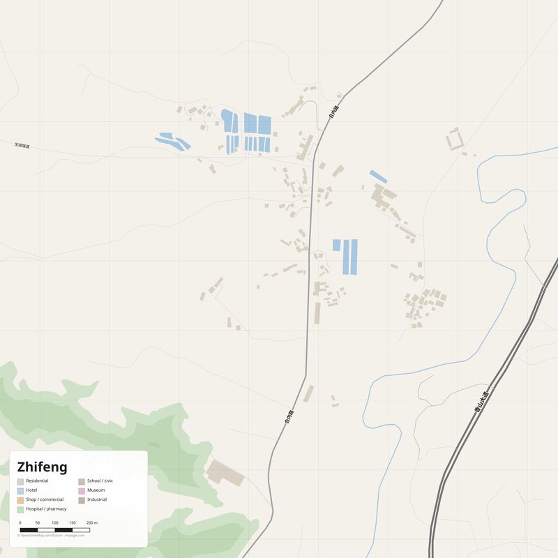Zhifeng Map PDF — Printable Street Map Poster with House Numbers