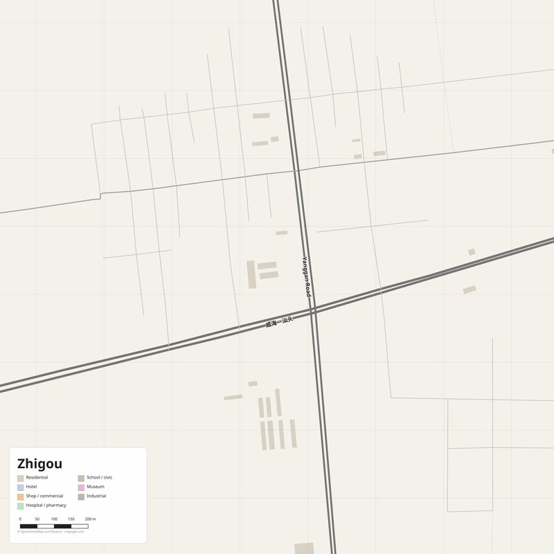 Zhigou Map PDF — Printable Street Map Poster with House Numbers