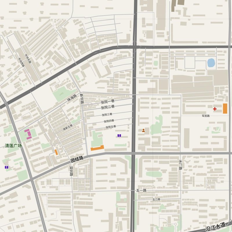 Zhijiang map with house numbers, hospitals, police and fire stations — printable PDF, China