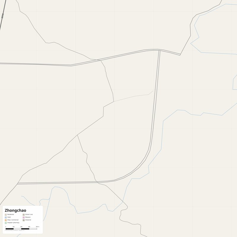Zhongchao Map PDF — Printable Street Map Poster with House Numbers