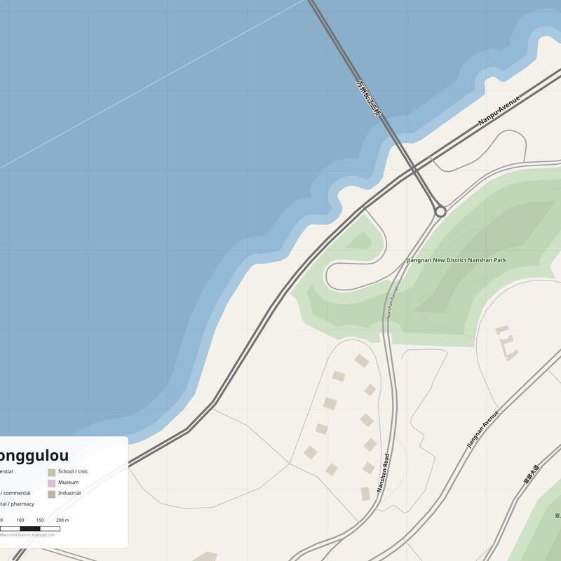 Zhonggulou Map PDF — Printable Street Map Poster with House Numbers