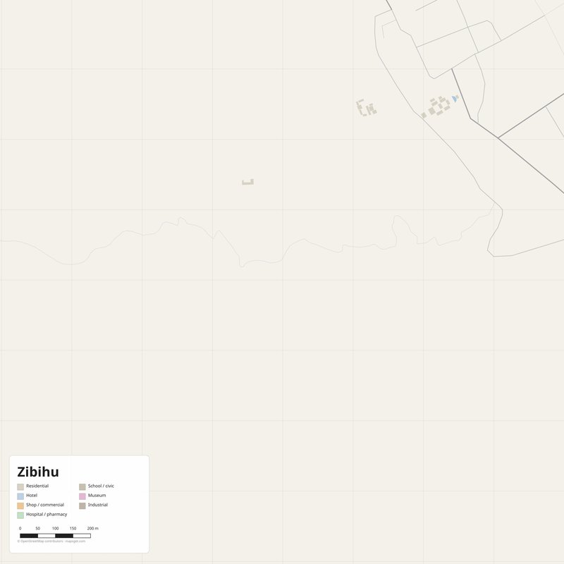 Zibihu Map PDF — Printable Street Map Poster with House Numbers