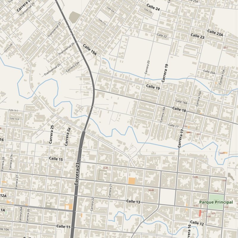 Acacías street map with house numbers — printable address map PDF, Colombia