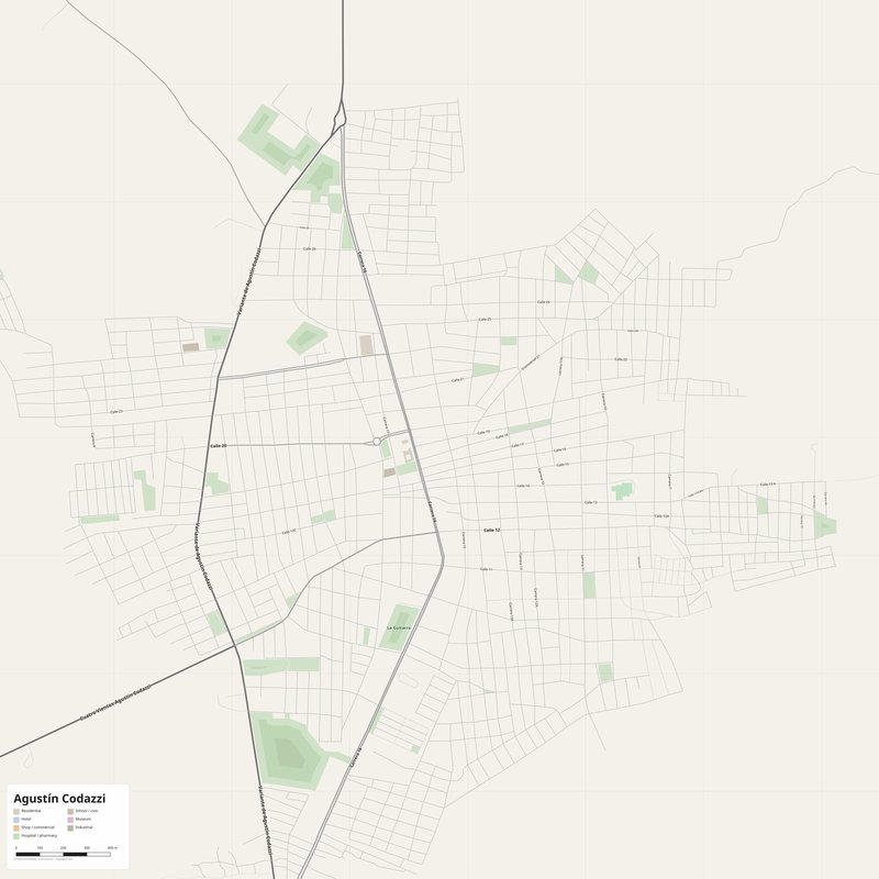 Agustín Codazzi Map PDF — Printable Street Map Poster with House Numbers