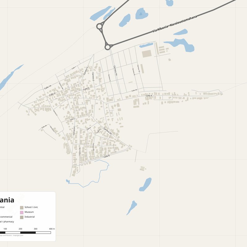 Albania Map PDF — Printable Street Map Poster with House Numbers