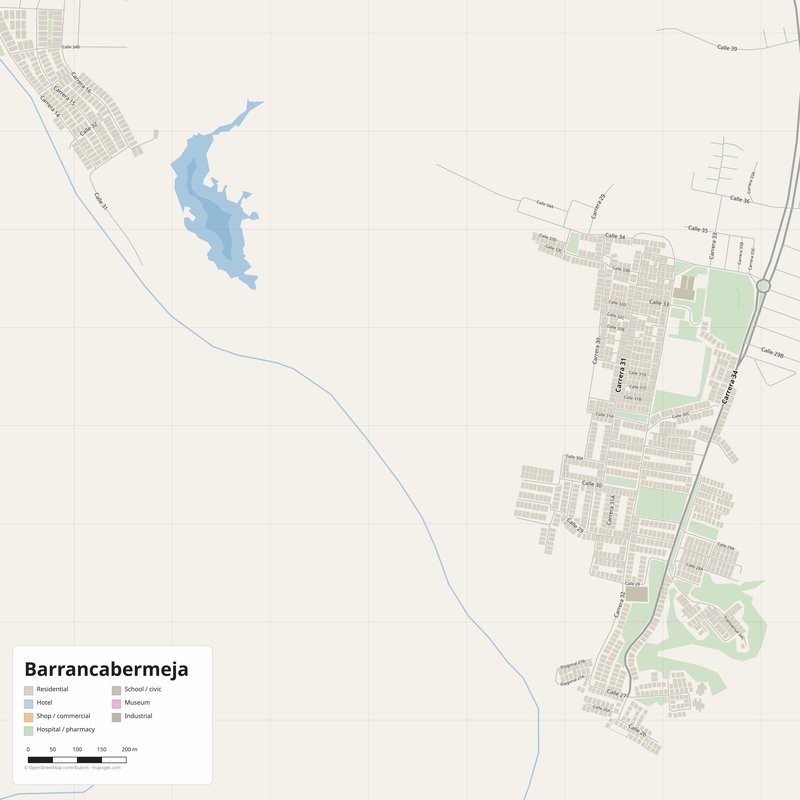 Barrancabermeja Map PDF — Printable Street Map Poster with House Numbers