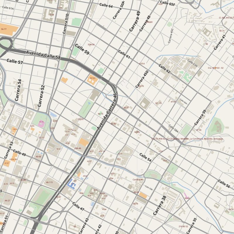 Plano callejero de Medellín con números de casa — mapa de direcciones PDF imprimible, Colombia