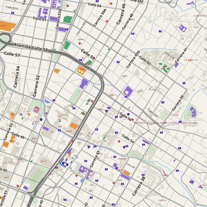 Mapa de Medellín con números de casa, hospitales, policía y bomberos — PDF imprimible, Colombia