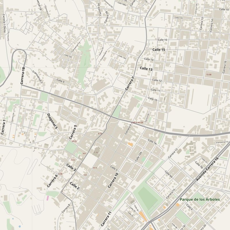 Plano callejero de Zipaquirá con números de casa — mapa de direcciones PDF imprimible, Colombia