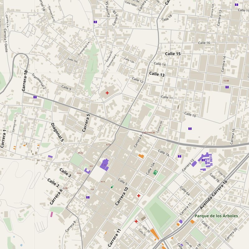 Mapa de Zipaquirá con números de casa, hospitales, policía y bomberos — PDF imprimible, Colombia