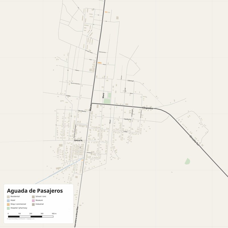 Druckbarer Stadtplan von Aguada de Pasajeros als Poster, Kuba