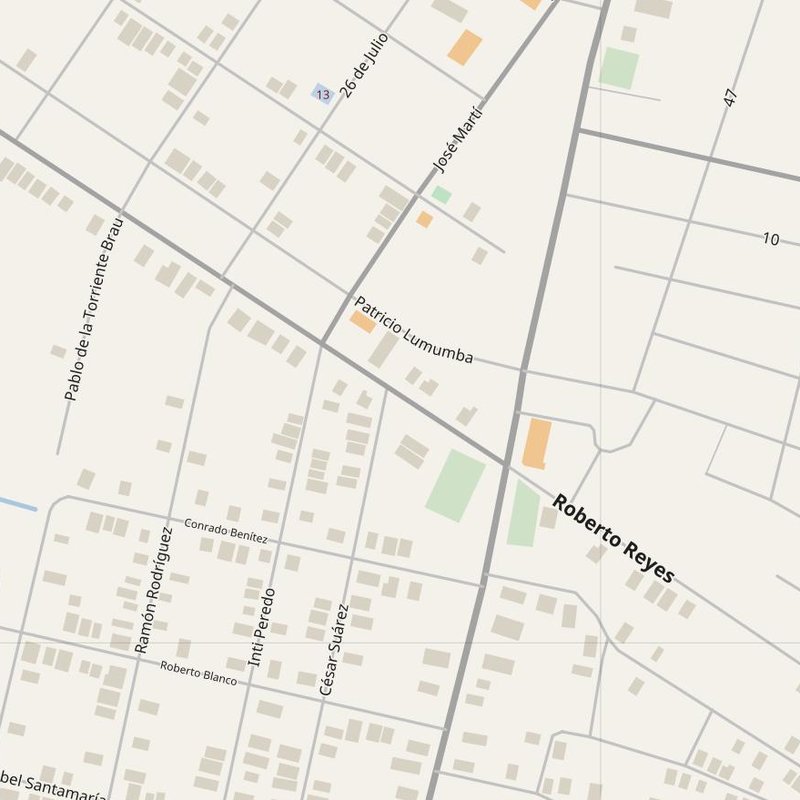 Plano callejero de Amancio con números de casa — mapa de direcciones PDF imprimible, Cuba