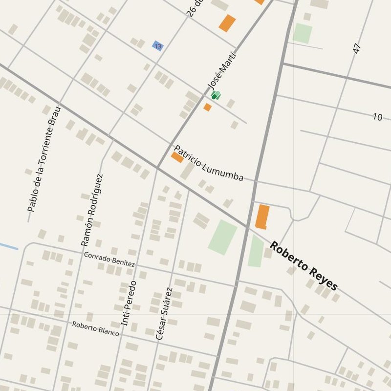 Mapa de Amancio con números de casa, hospitales, policía y bomberos — PDF imprimible, Cuba