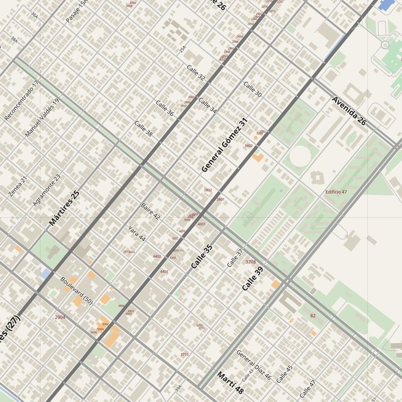 Artemisa street map with house numbers — printable address map PDF, Cuba