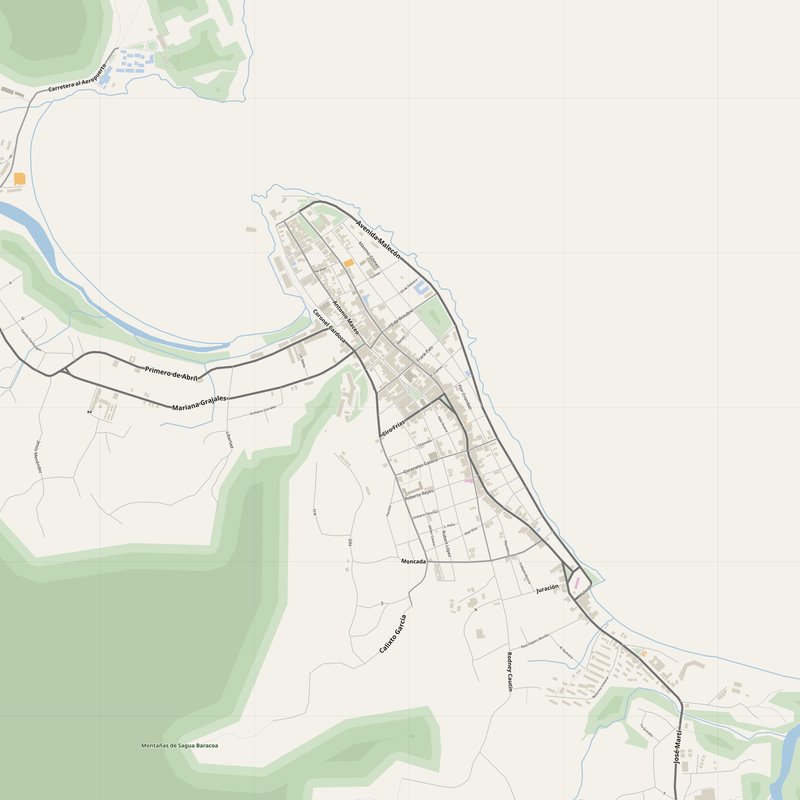 Druckbarer Stadtplan von Baracoa als Poster, Kuba