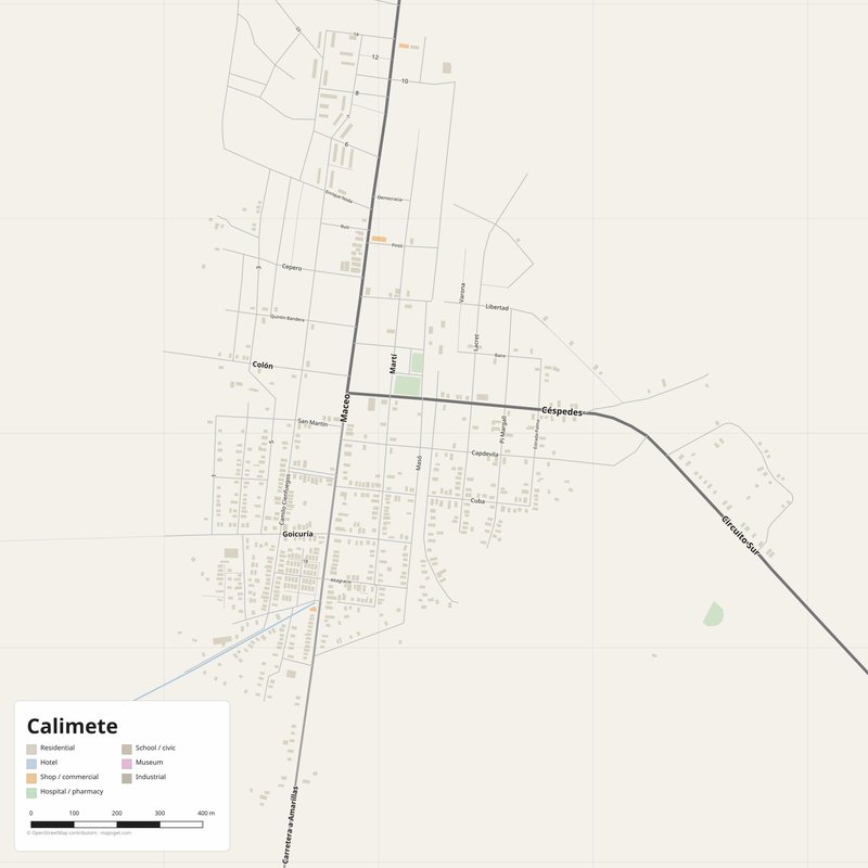 Druckbarer Stadtplan von Calimete als Poster, Kuba