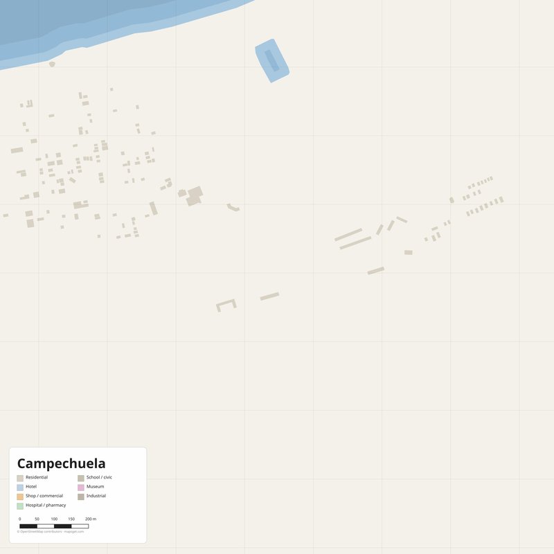 Druckbarer Stadtplan von Campechuela als Poster, Kuba