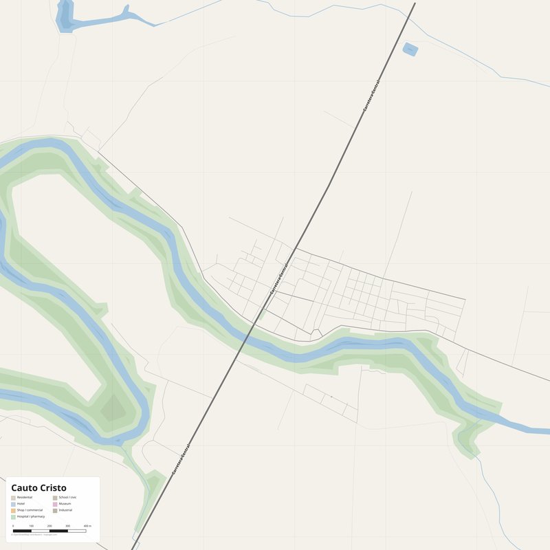 Druckbarer Stadtplan von Cauto Cristo als Poster, Kuba