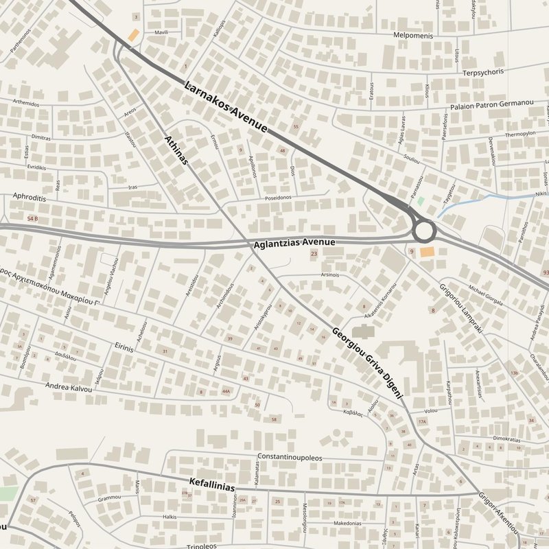 Aglantziá street map with house numbers — printable address map PDF, Cyprus