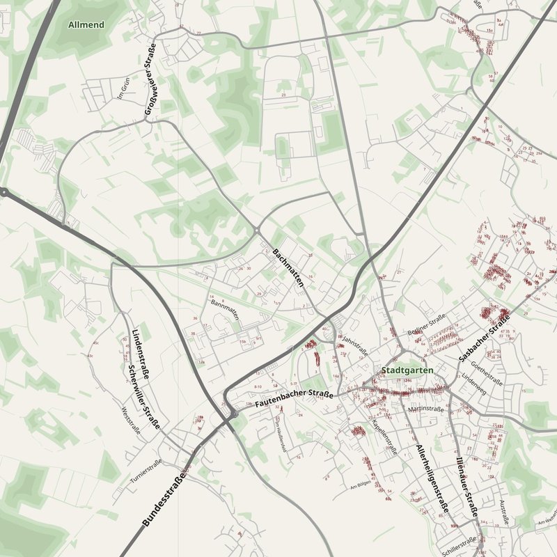 Achern street map with house numbers — printable address map PDF, Germany