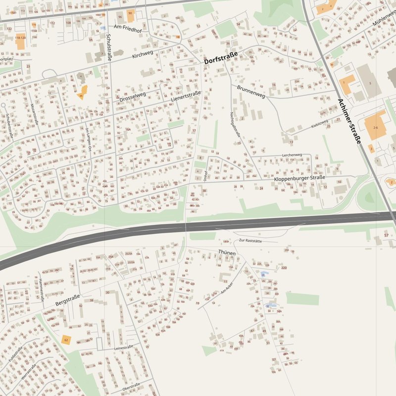 Achim street map with house numbers — printable address map PDF, Germany