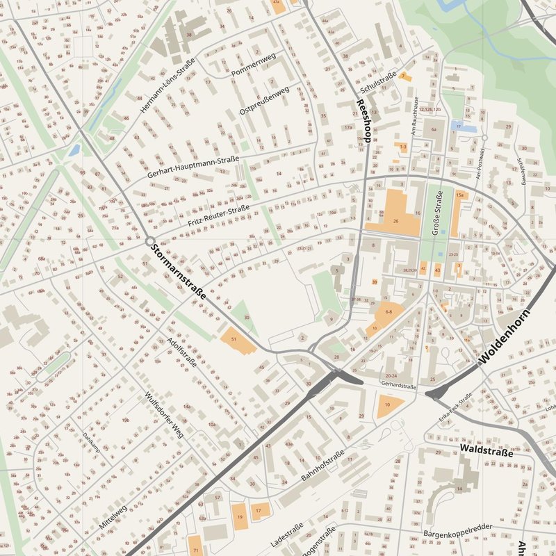 Ahrensburg street map with house numbers — printable address map PDF, Germany