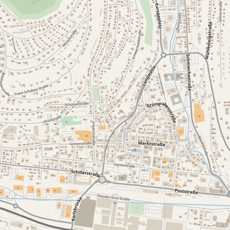 Albstadt street map with house numbers — printable address map PDF, Germany