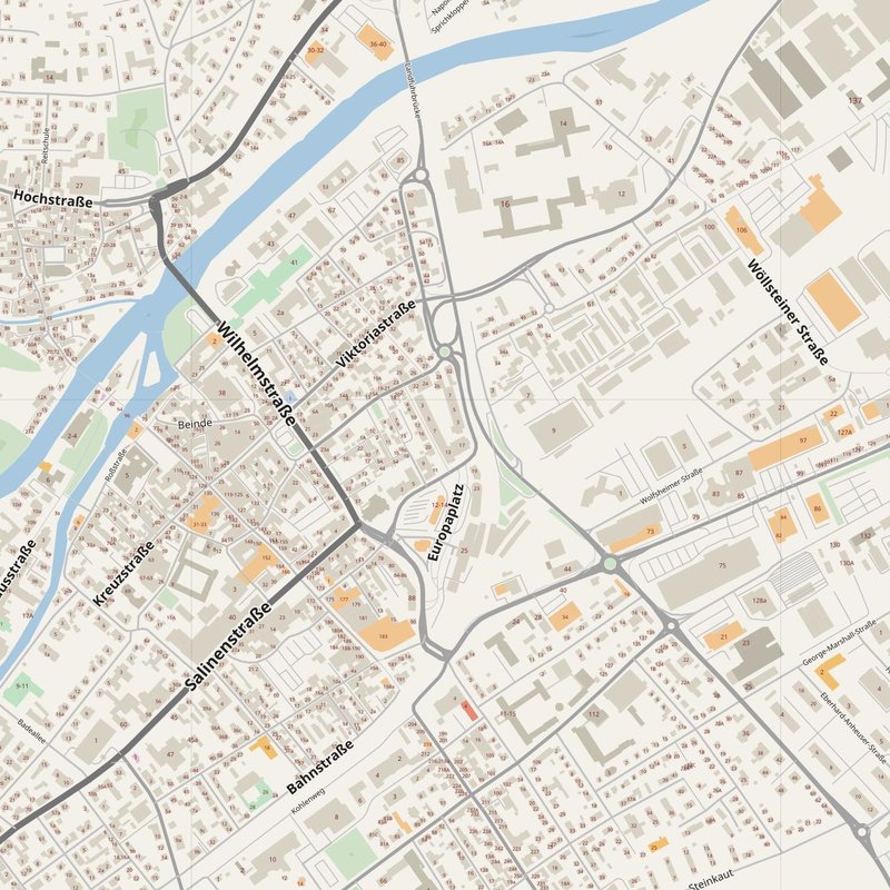 Bad Kreuznach street map with house numbers — printable address map PDF, Germany