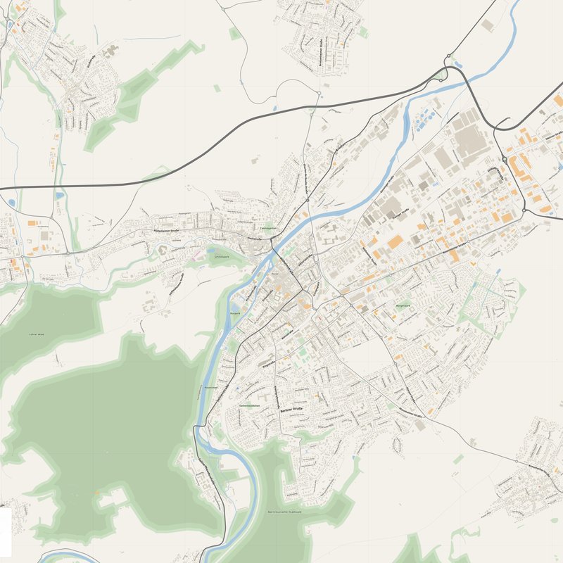 Bad Kreuznach Map PDF — Printable Street Map Poster with House Numbers