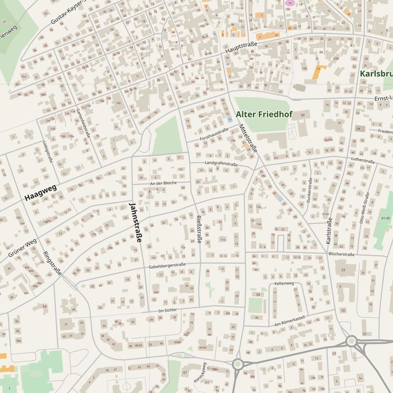 Bad Nauheim street map with house numbers — printable address map PDF, Germany