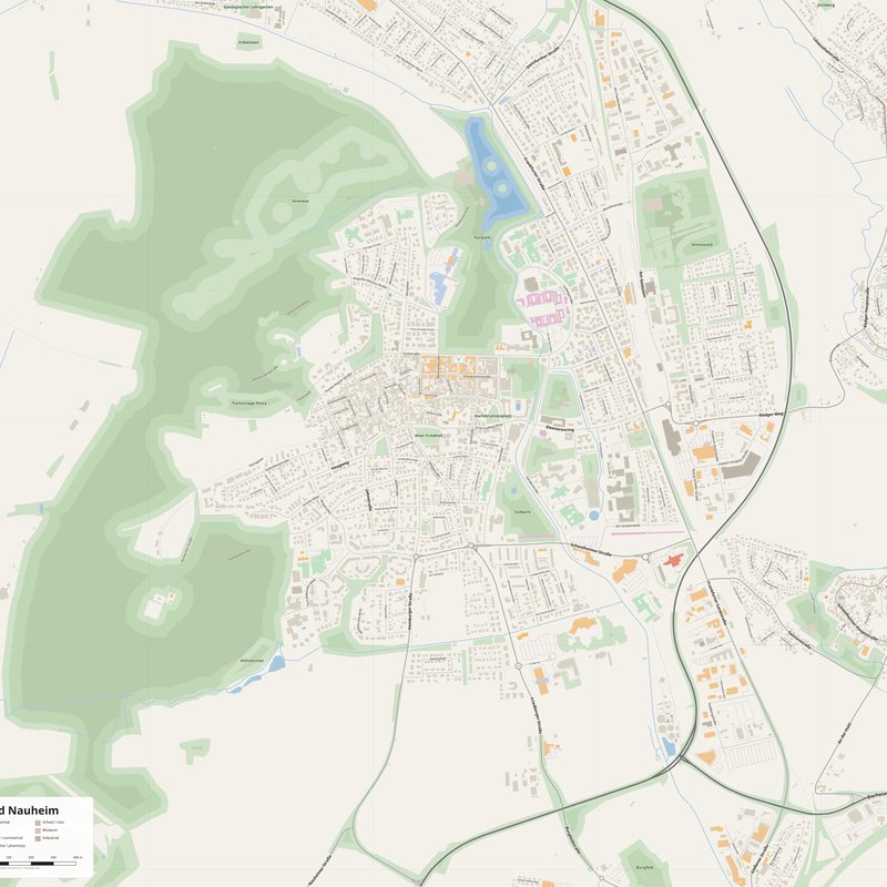 Bad Nauheim Map PDF — Printable Street Map Poster with House Numbers