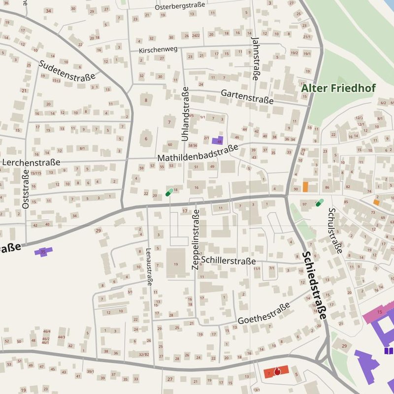 Bad Rappenau map with house numbers, hospitals, police and fire stations — printable PDF, Germany