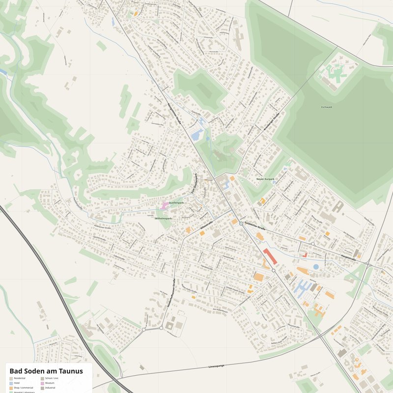Bad Soden am Taunus Map PDF — Printable Street Map Poster with House Numbers