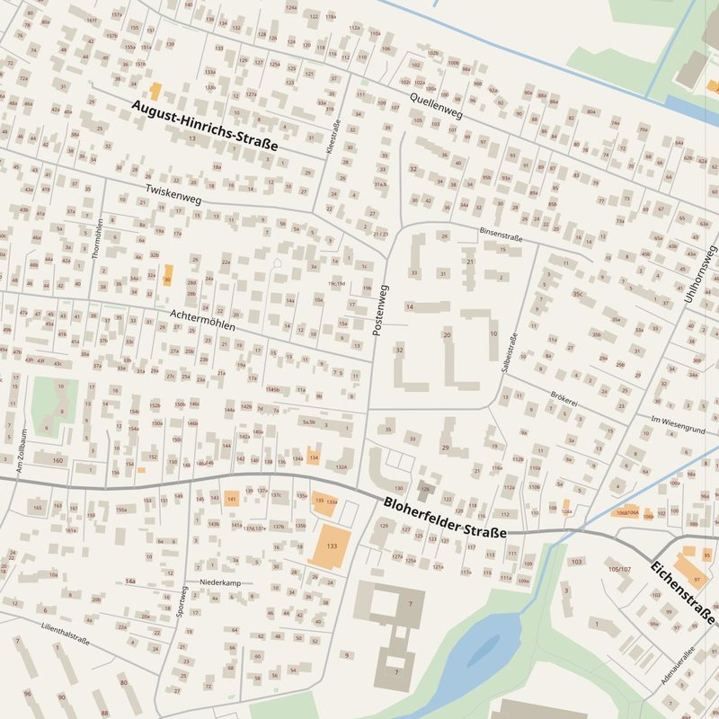 Bad Zwischenahn street map with house numbers — printable address map PDF, Germany