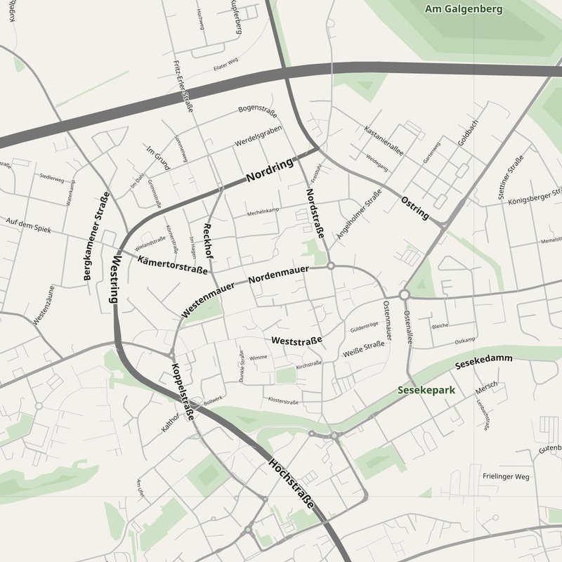 Bergkamen street map with house numbers — printable address map PDF, Germany