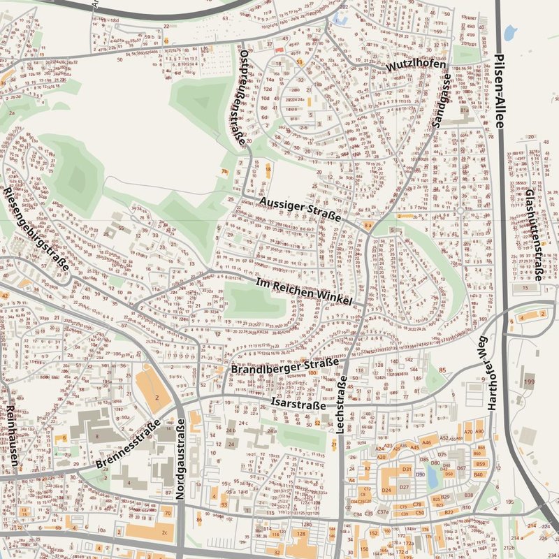 Regensburg street map with house numbers — printable address map PDF, Germany