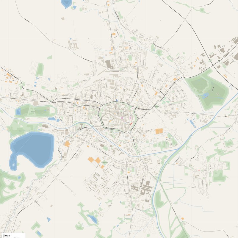Zittau Map PDF — Printable Street Map Poster with House Numbers