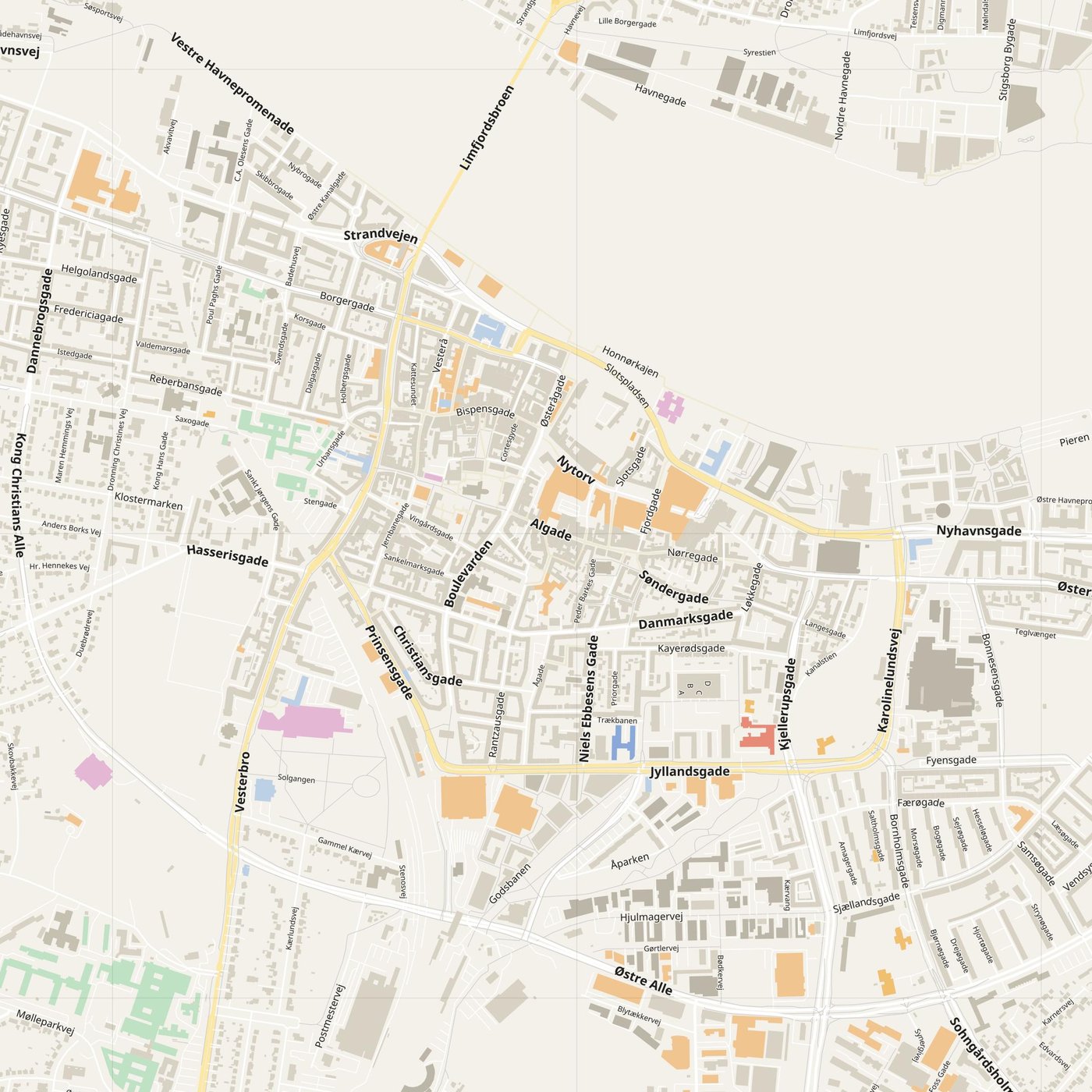 Aalborg Map PDF — Printable Street Map Poster with House Numbers
