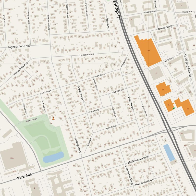 Albertslund map with house numbers, hospitals, police and fire stations — printable PDF, Denmark