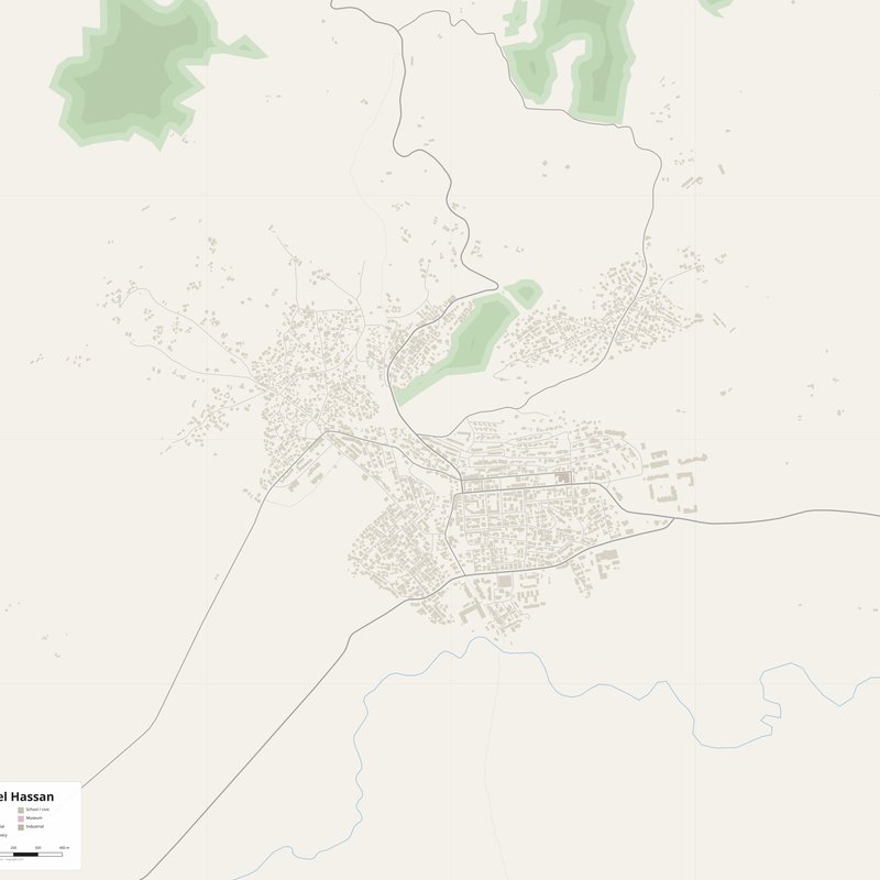 Printable street map poster of Abou el Hassan, Algeria
