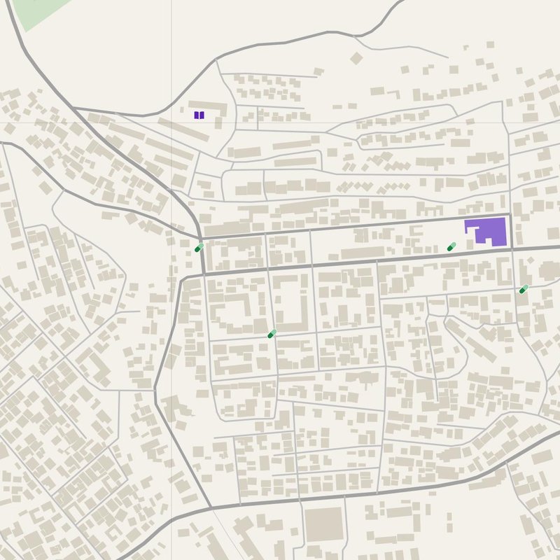 Abou el Hassan map with house numbers, hospitals, police and fire stations — printable PDF, Algeria