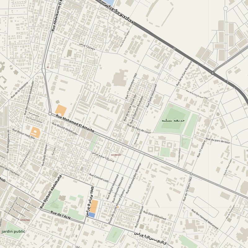 Adrar street map with house numbers — printable address map PDF, Algeria
