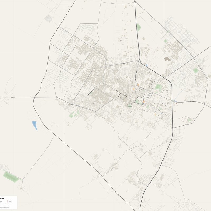 Adrar Map PDF — Printable Street Map Poster with House Numbers