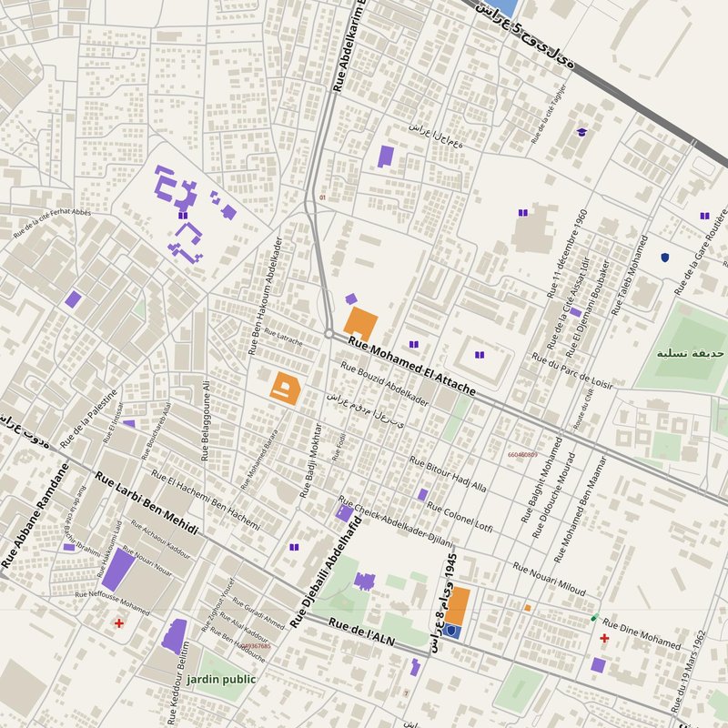Adrar map with house numbers, hospitals, police and fire stations — printable PDF, Algeria